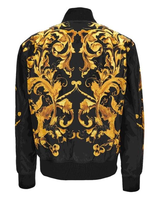 Versace Jeans Couture Black Baroque-Print Bomber Jacket for men