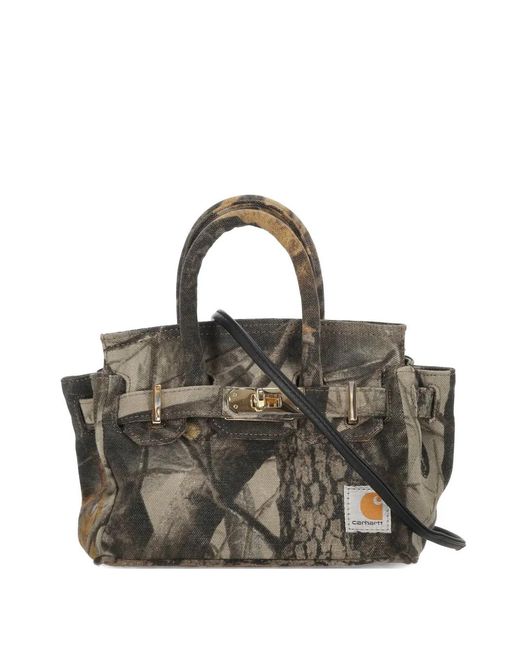 ANOTHER CHANCE Black Camouflage-Print Twist-Lock Tote Bag
