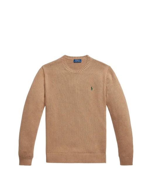 Polo Ralph Lauren Natural Embroidered-Logo Crew-Neck Sweater for men