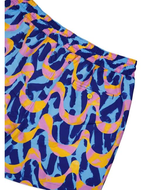 Frescobol Carioca Badeshorts mit abstraktem Print in Blue für Herren