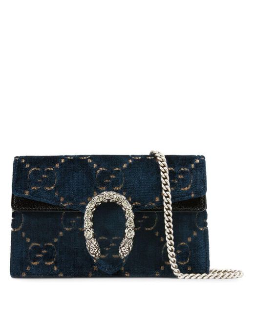 Gucci Blue 'Dionysus' Super-Mini-Tasche aus GG Samt