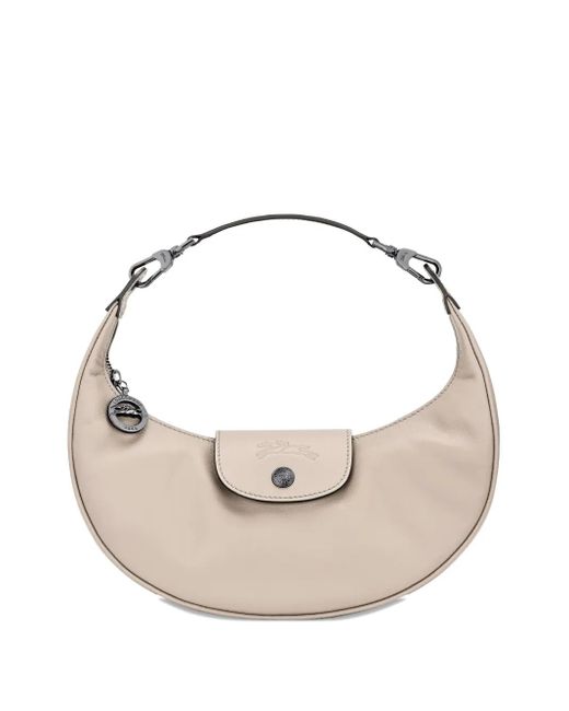 Longchamp White Le Pilage Curved Leather Shoulder Bag