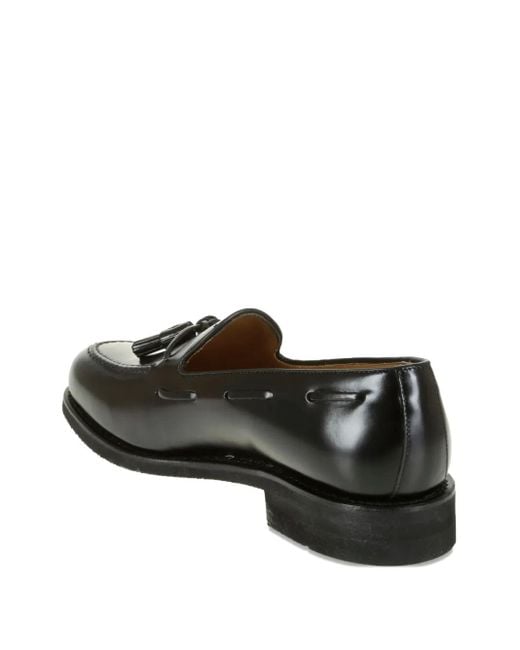 Berwick Shoes Black Tassel-Detail Leather Loafers for men
