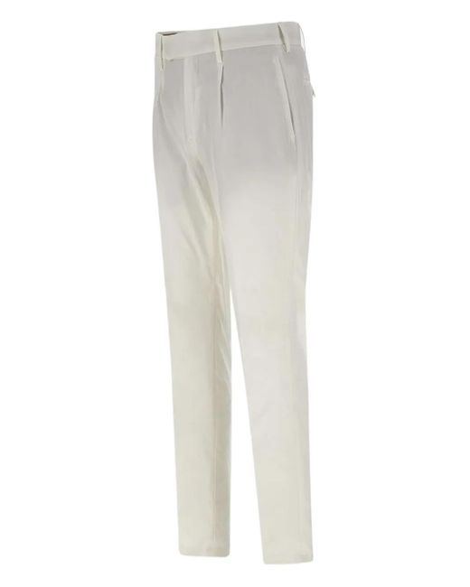 Devore White Pleated Trousers for men