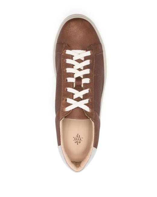 Eleventy Brown Low-Top Leather Sneakers for men