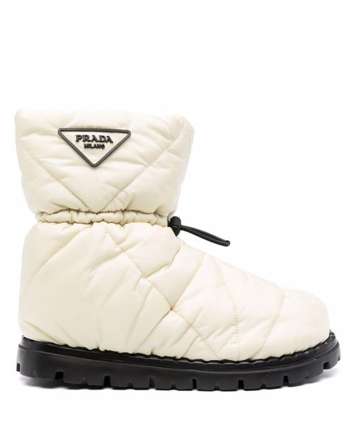 Prada Synthetisch Re-nylon Gewatteerde Laarzen in het Wit - Lyst