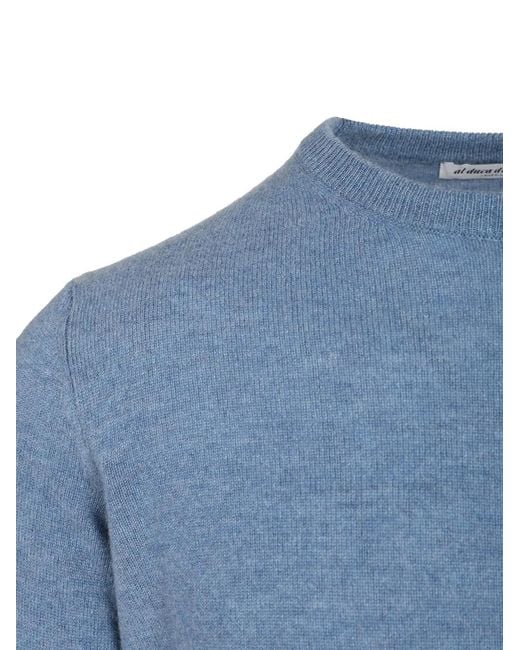 Al Duca D'aosta Blue Ribbed-Trim Sweater for men