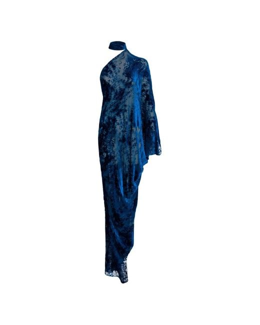 Silvia Tcherassi Blue Anya One-Shoulder Maxi Dress