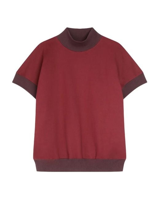 Dries Van Noten Red Short-Sleeved Turtleneck Sweatshirt