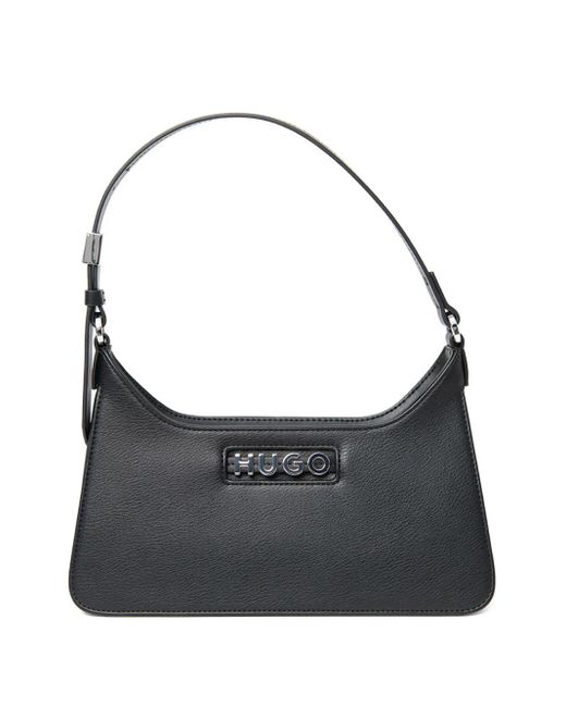 HUGO Black Logo-Plaque Shoulder Bag