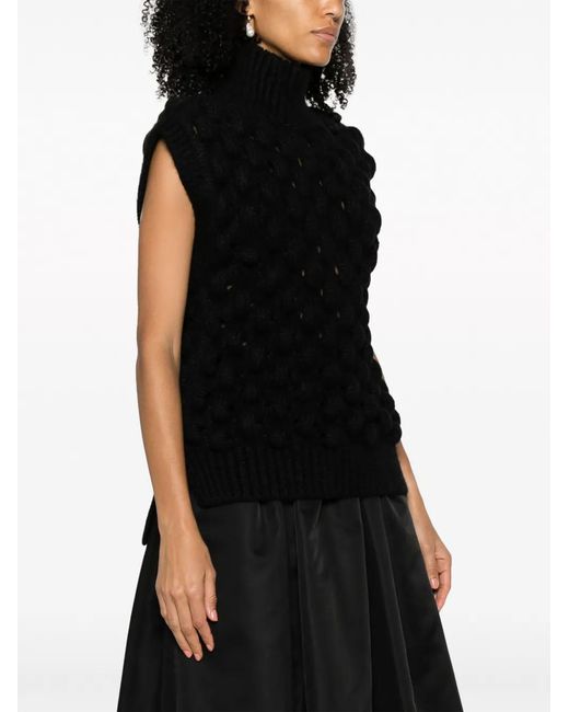 Simone Rocha Black Sleeveless Turtleneck Jumper