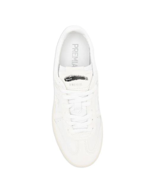 Premiata White Perforated Leather Sneakers
