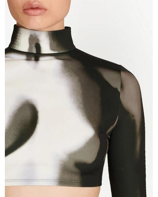Balmain Black Spray Paint Effect Cropped Top