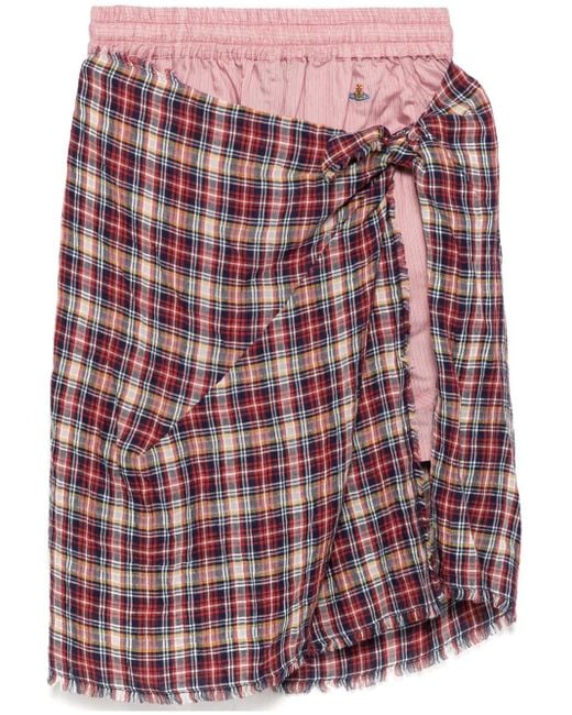 Vivienne Westwood Red Check Pattern Shorts for men