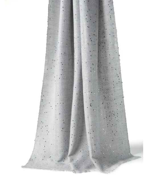 Sciarpa Con Frange di Brunello Cucinelli in Gray