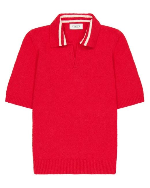 Laneus Red Knitted Polo Shirt