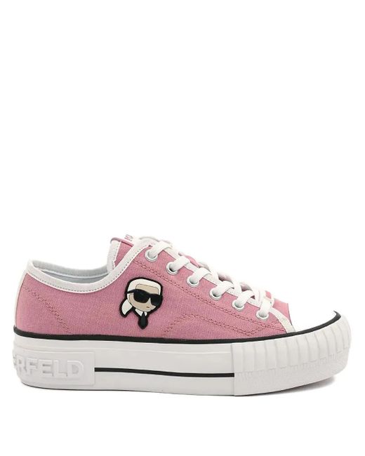 Karl Lagerfeld Pink Logo-Print Lace-Up Sneakers