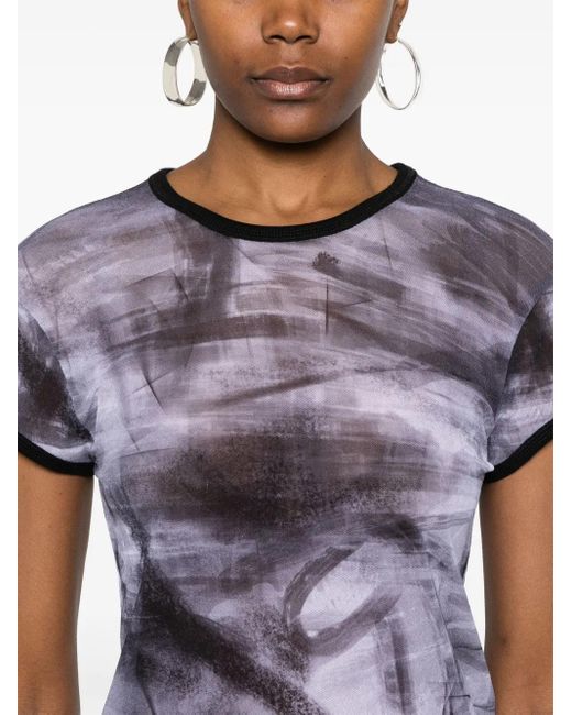 Helmut Lang T-Shirt Met Grafische Print in het Purple