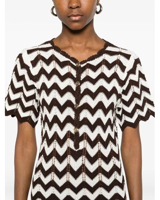 Maje White Zigzag Crochet Dress