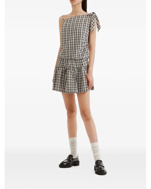 B+ AB Gray Check-Pattern Tiered Jumpsuit