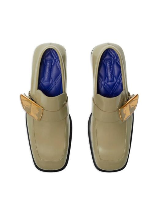 Burberry Green Shield Leather Loafers for men