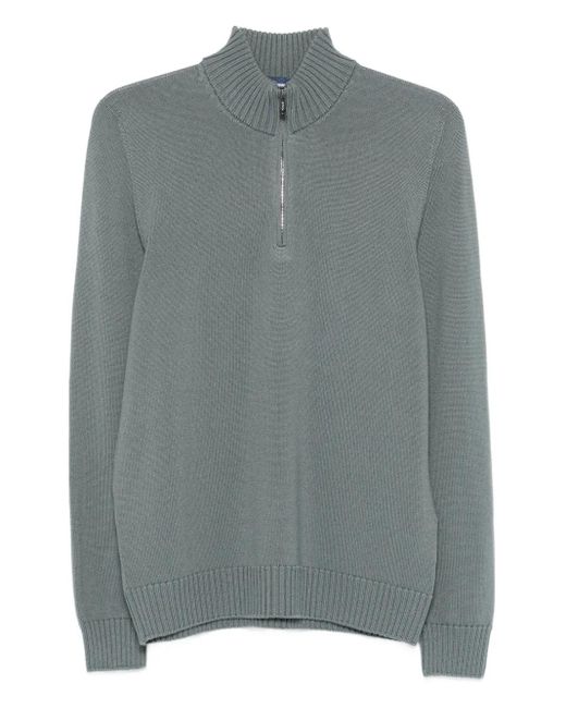 メンズ Drumohr ハイネック ハーフジップセーター Gray