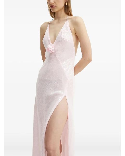 Bardot Pink Rose-Embellished Sequin Dress