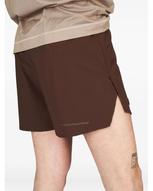 UNNA Brown Elastic-Waistband Performance Shorts for men