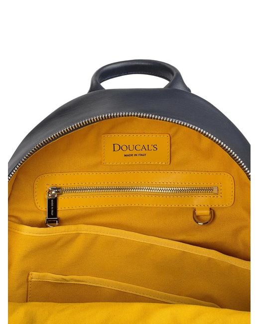 Doucal's Blue Top-Handle Leather Backpack for men