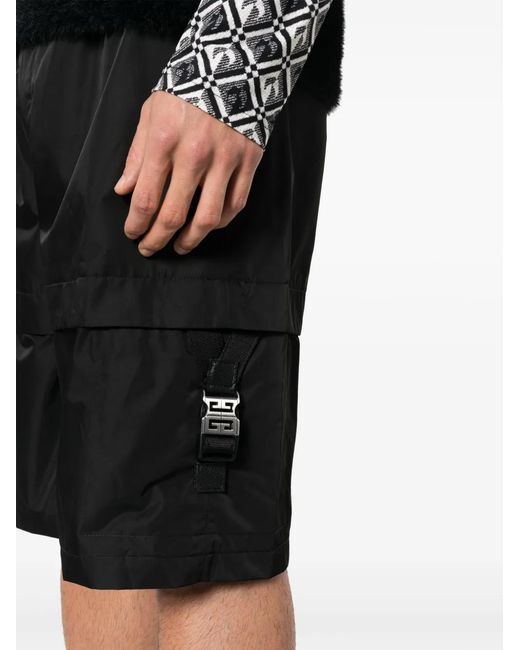 Givenchy Black 4G-Motif Slip-On Deck Shorts for men