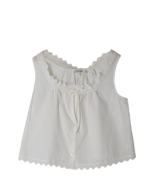 FRAME Gray Lace Trim Tank Top