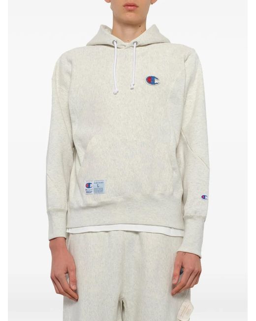 Undercover White Logo-Patch Drawstring Hoodie for men