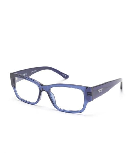 Balenciaga Blue Rectangle-Frame Glasses for men