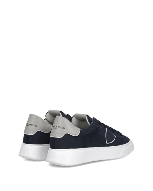 Philippe Model Blue Nubuck Low-Top Sneakers for men