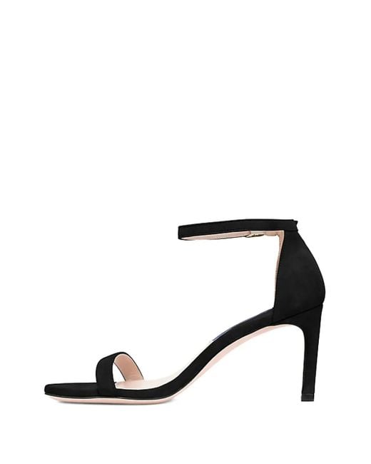Stuart Weitzman Black 80Mm Nunakedstraight Heeled Sandals