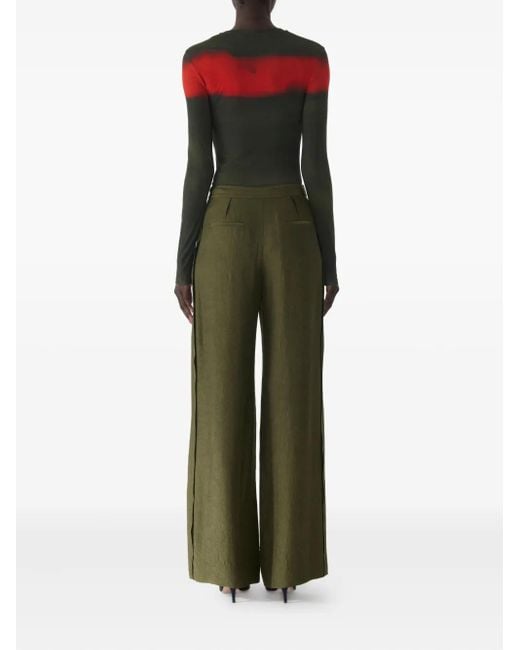 Jason Wu Green Crinkled-Satin Trousers