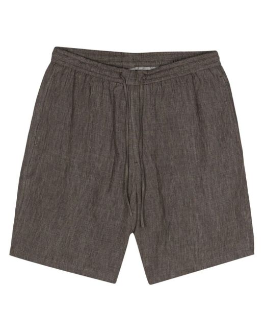 Emporio Armani Gray Drawstring-waist Linen Shorts for men