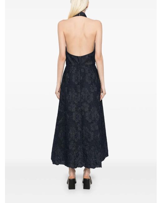 Elie Saab エンブロイダリー デニムワンピース Blue