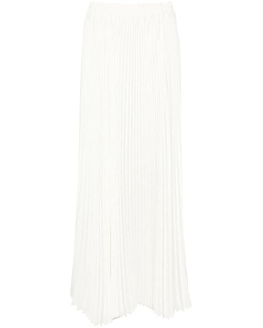 Styland White High-Waist Pleated Midi Skirt