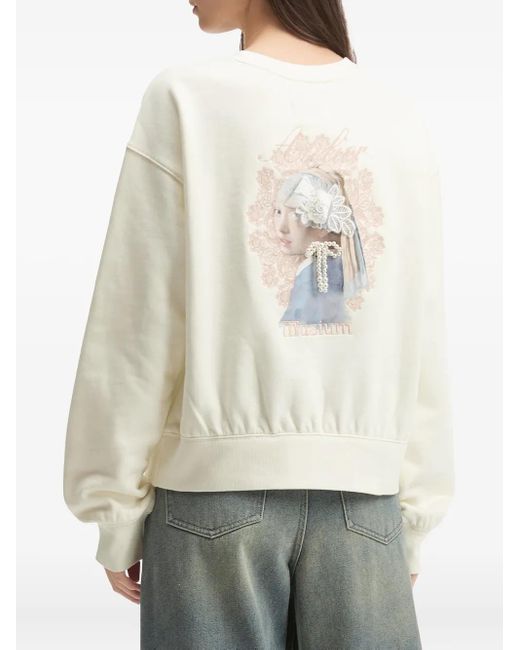 Musium Div. White Pearl-Embellishment Sweatshirt