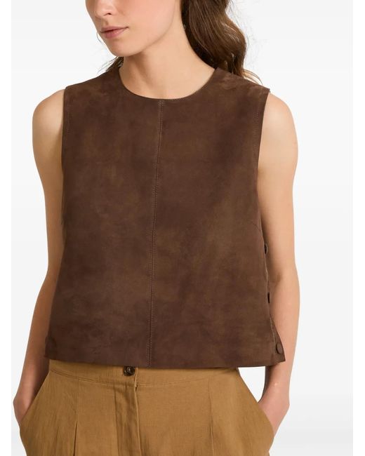 Yves Salomon Brown Sleeveless Suede Top