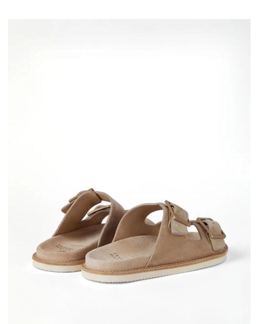 Brunello Cucinelli Natural Two-Strap Suede Sandals for men