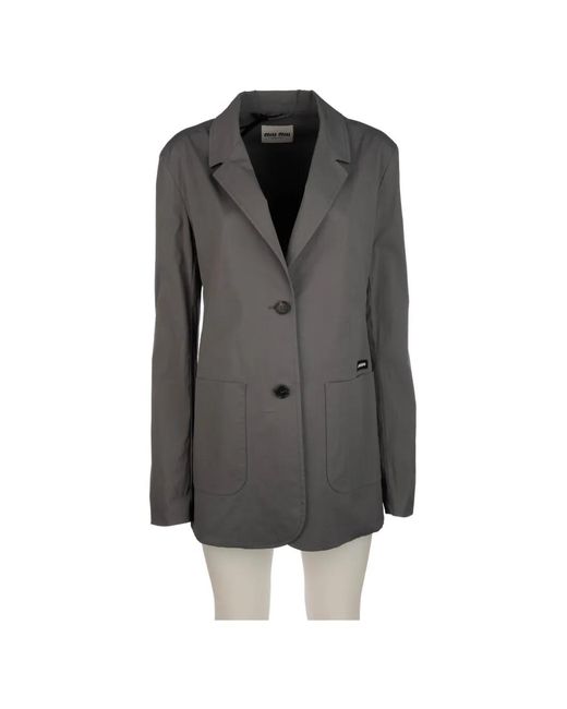 Miu Miu Gray Washed Stretch Poplin Jacket