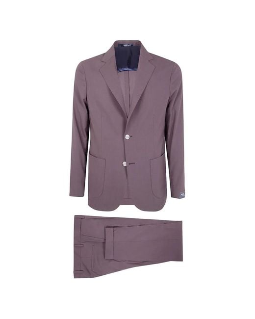 Barba Napoli Purple Single-Breasted Wool Suit for men