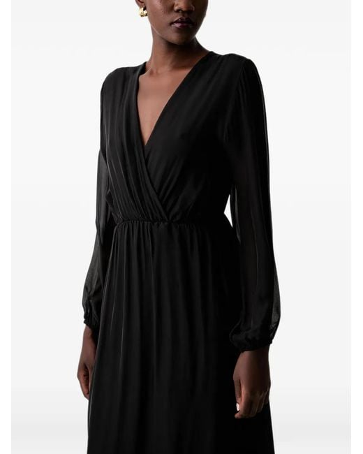ViCOLO Black Wrap-Style Tiered Dress