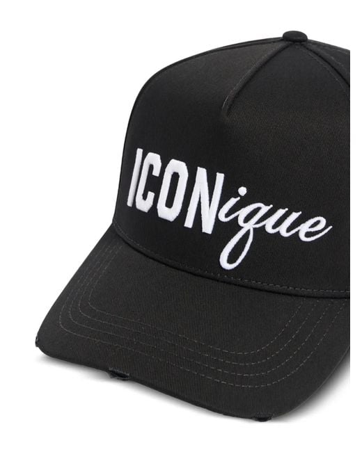 DSquared² Black Iconique Baseball Cap for men