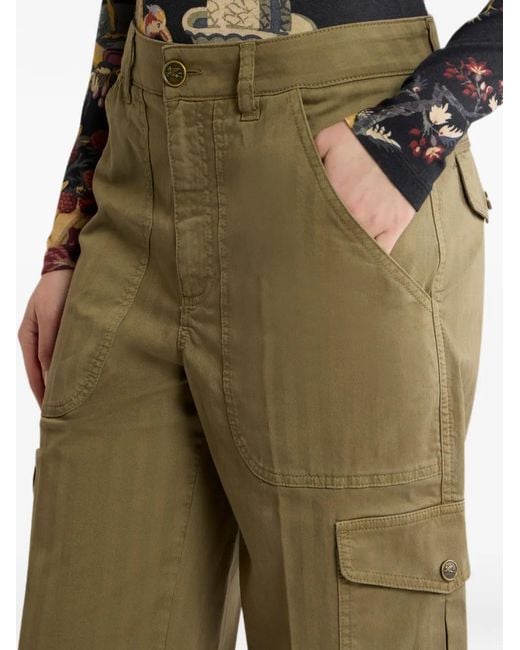 Etro Green Cropped Cargo-Jeans