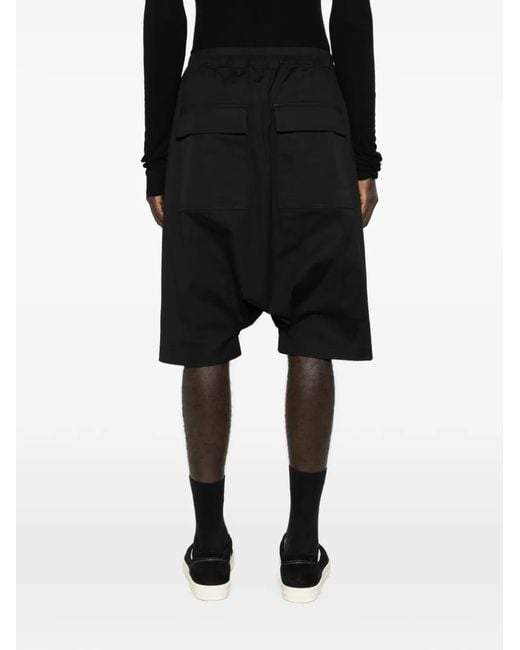 Rick Owens Drawstring Drop-Crotch Shorts in Black for Men | Lyst