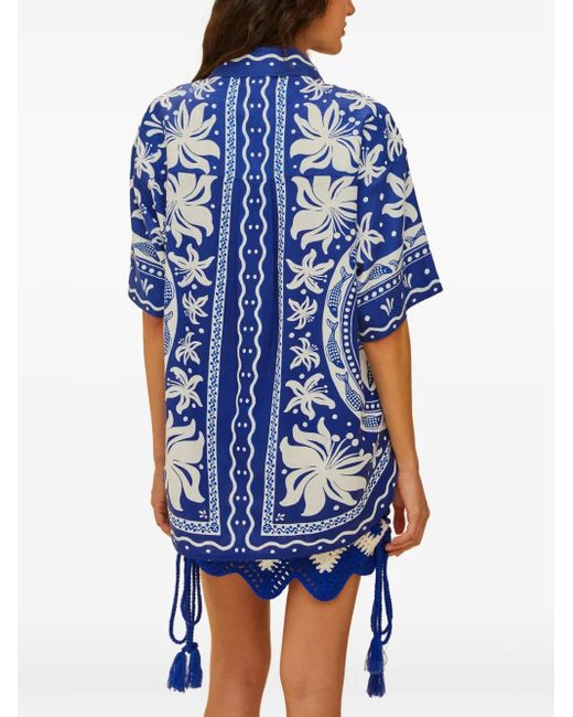 Farm Rio Blue Floral Print Shirt