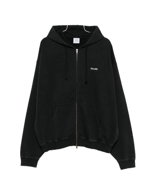 Vetements Black Logo-Print Zip-Up Hoodie for men